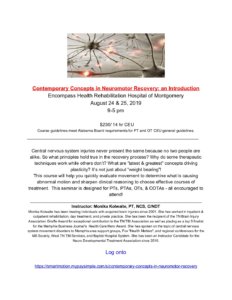 Contemporary Concepts in Neuromotor Recovery: an Introduction @ Encompass Health Rehabilitation Hospital of Montgomery